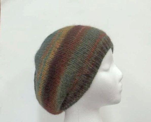 Colorful beanie hat, knitted handmade