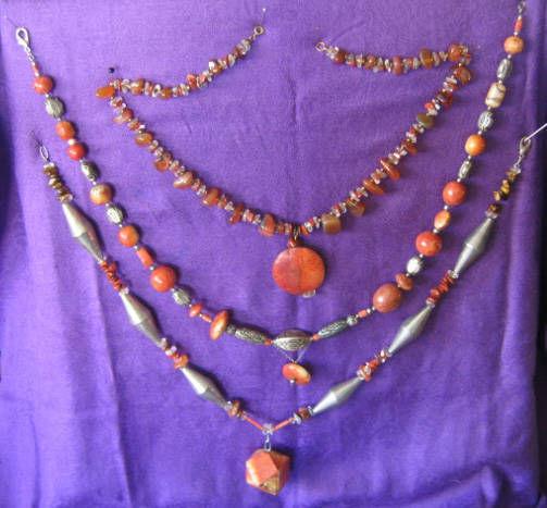 ,NECKLACES: Coral with other semi-precious and metal beads - each $20