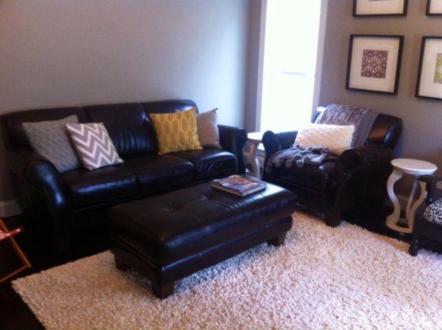 Dark brown leather sofa, delivery available!