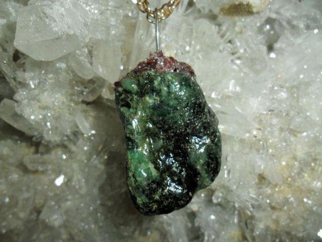 Dark Green Emerald Crystal Cluster Charm #6