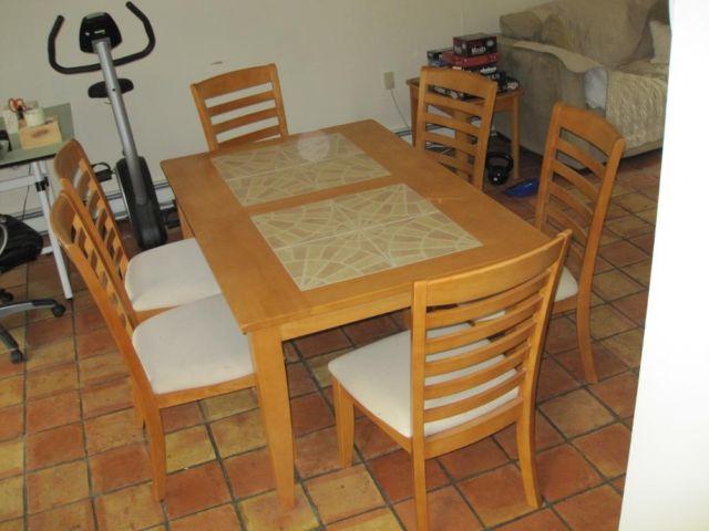 Dining Set - Light Wood with Tile Inlay