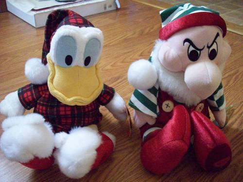 Disney Christmas Snow White' Grumpy Elf & Donald Duck plush characters