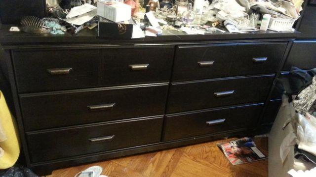 Dresser and Chest in off black finish.