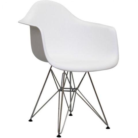 Eames Style Molded Plastic Armchair With Wire Base