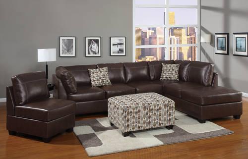 F7427 Dark Tan Suede Fabric Reversible L/R Chaise Sectional Sofa