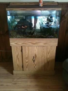 FISHTANK WITH BASE 29 GAL CONTENTS INCLUDED