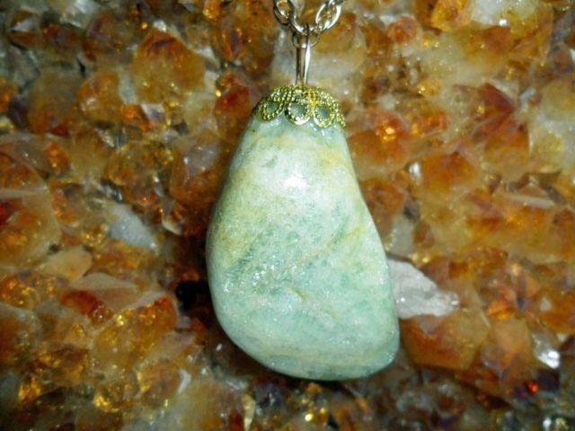 Fluorescent Light Green off White Natural Moonstone Crystal Charm