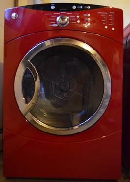 Front Load GE HE Washer & Dryer - Cherry Red