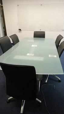 Frosted Glass Top Regtangular Conference Table - Custom Made by Dallek