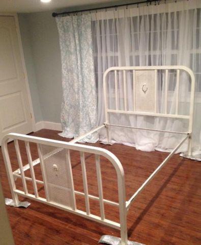 FULL Size VINTAGE Metal Iron Bed with Side Rails