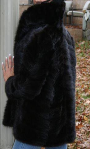 Genuine mink fur quarter coat/jacket color black