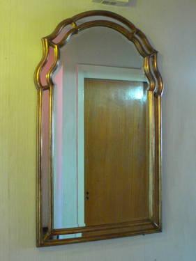 Gilt-Trimmed Mirror with Marble Shelf - Elegant French Provincial