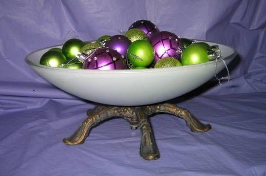 .GLASS BOWL )) on metal base, elegant fruit bowl or decoration