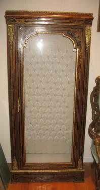 Glass & Wooden Painted Floral Curio Brass Trim