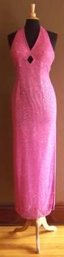 GORGEOUS SCALA DESIGNER PINK SEQUIN FORMAL EVENING GOWN PROM DRESS