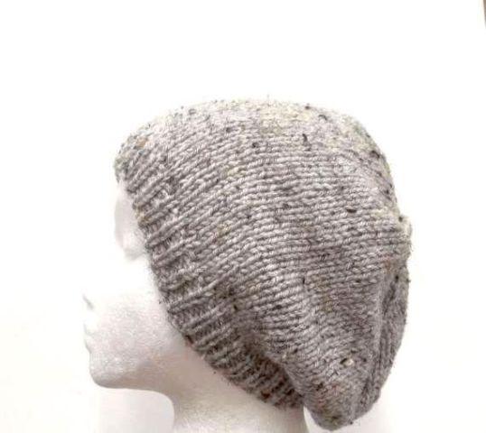 Gray knitted beanie hat