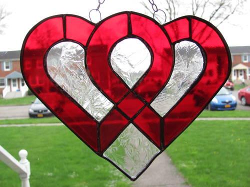 Interlocking Hearts Stained Glass Suncatcher