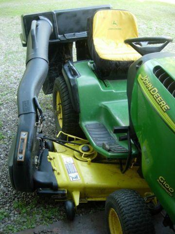 John Deere G100 lawn tractor with double bagger