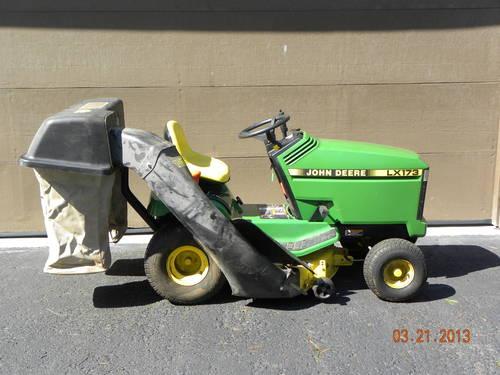 John Deere LX173 Lawn Tractor with Rear Bagger & Utility Cart
