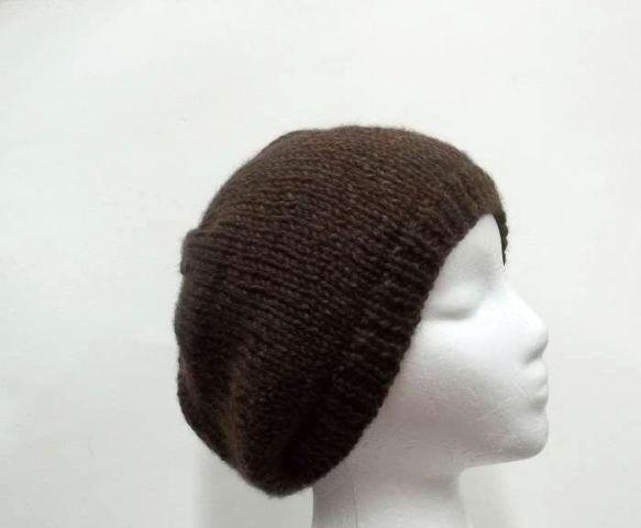 Knit beanie, brown, hand knitted