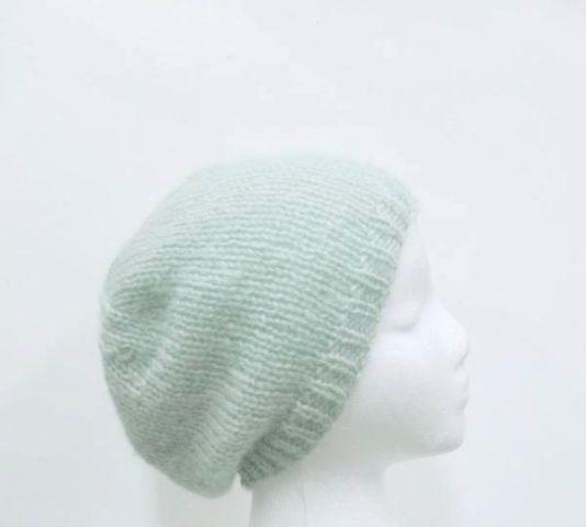 Knit beanie hat mohair blend beret knit size medium