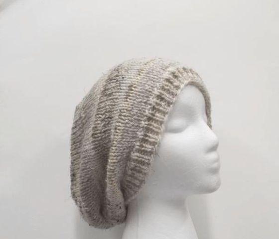 Knit Beanie Slouch hat shades of tan size large