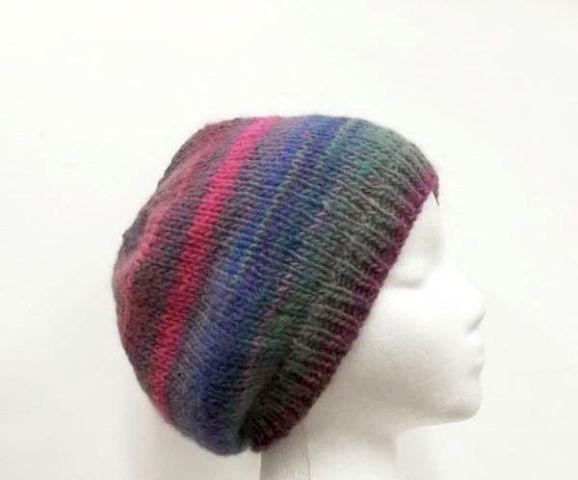 Knitted beanie hat, colorful handmade