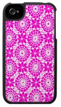 Lace Circles Art iPhone 4 Case - Pink and Hot - Beautiful Accessory