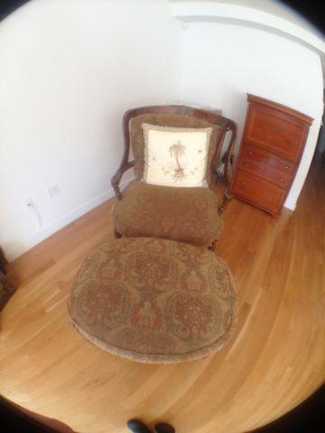 Ladderback Wing Chair and Ottoman.