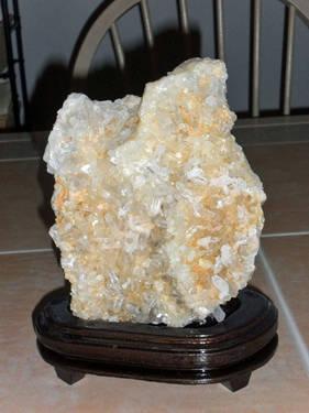 Large Crystal Cluster of Points on Wooden Base-Oiginally $525.00