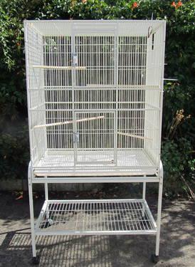 Large White Bird Cage on Stand