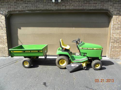 Lawn Tractor - John Deere LX173 - with Utility Cart and Rear Bagger