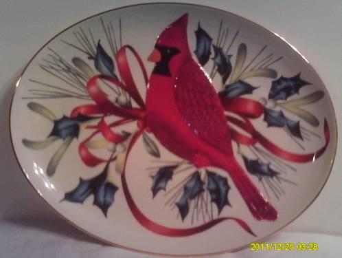 Lenox Christmas Winter Greetings Cardinal Canape Plate NEW