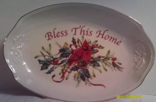 Lenox Winter Greetings Bless This Home Bread Tray NEW