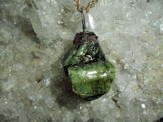 Light and Dark Green Emerald Crystal Cluster Charm #4