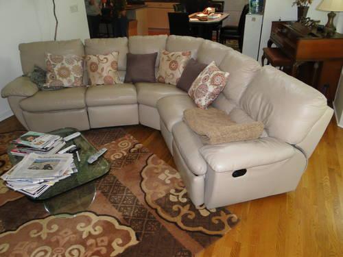 Lightly Used Fortunoff Leather Sectional with Recliners