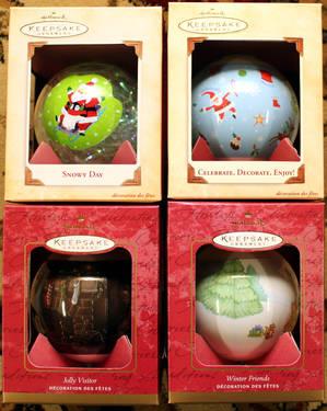 LOTof4 Hallmark Ball Ornaments NIB-Snowy Day,JollyVisitor,WinterFriend