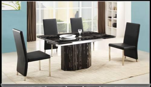 MARBLE TABLE WITH EXTENSON and 4 CHAIRS