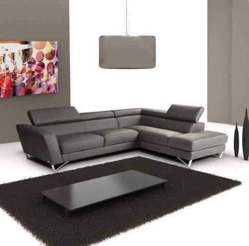 Matisse Dark Brown Italian Leather Sectional Sofa