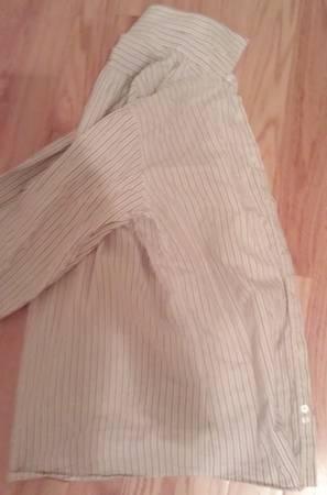 Michael Kors White Grey Stripe Cotton Regular Fit 15 32/33 Dress Shirt