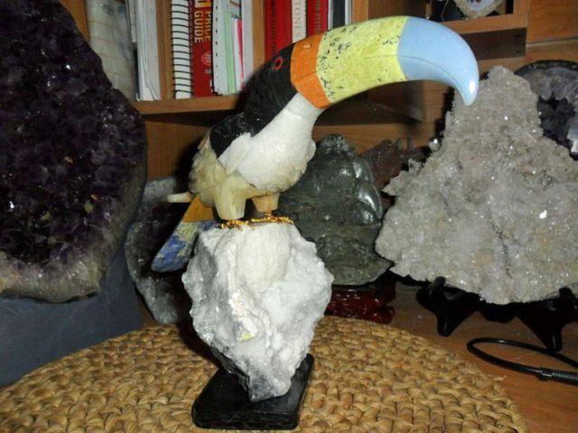 Natural Gemstone Toucan Bird Sculpture Onyx Crystal-Originally $250.00