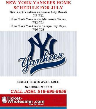 New York Yankees vs. Baltimore Oriels NYY July 5th Row 11 S 12 Face$