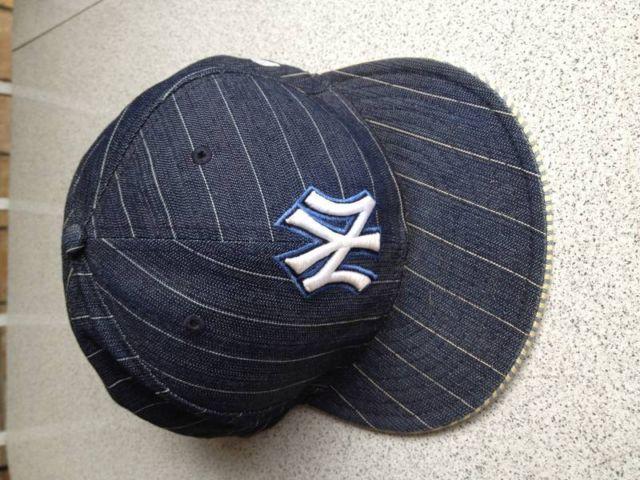 NY Fitted Cap Hat Size 7 7/8 Used Blue Yankee