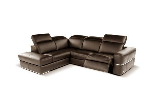 Oregon II Black Italian Leather Sectional Sofa