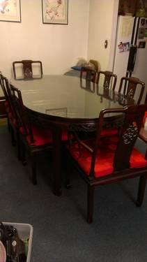 oriental rosewood dining table and chairs