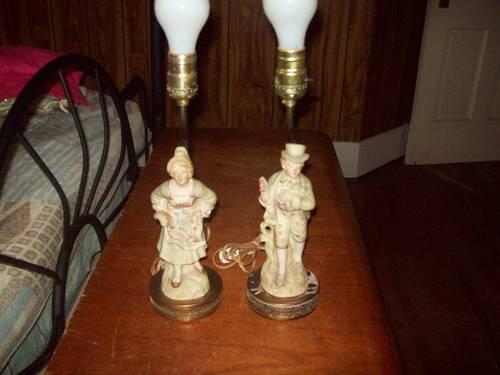 Pair of Antique Couple Dresser Lamps