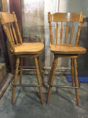 Pair of Solid Wood Swivel Stools (Delivery Available)