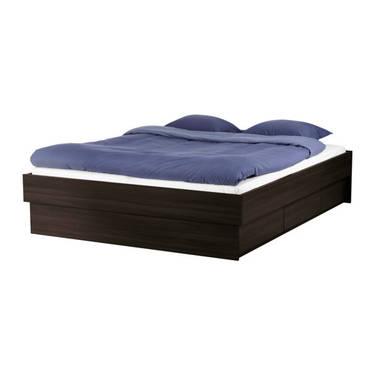 QUEEN SIZE IKEA OPPDAL bed frame with storage + memory foam mattress.