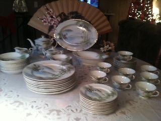 Rare 55 piece set of Kutani hand painted dinnerware