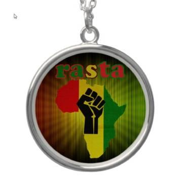 Rasta Black Power over Africa Silver Necklace